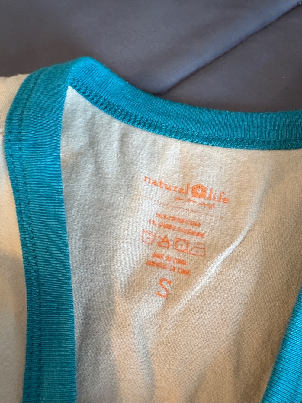 Cream "Florida" Graphic Tank Top with Teal Trim - Ringer S Natural Life Retro - Picture 3 of 3